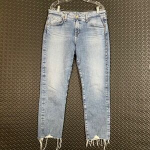 AG Adriano Goldschmied Ex-Boyfriend Slim Blum Raw Hem High Rise Denim Jeans 29R